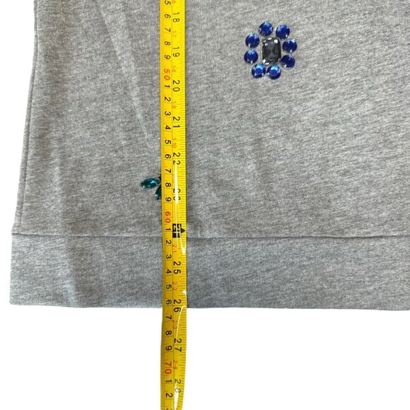NWT Vince Camuto Rhinestone Sweatshirt Top Sz.L Gray Embellished Cotton Preppy - Picture 7 of 11
